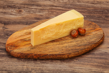 Tasty parmesan cheese with hazel nut