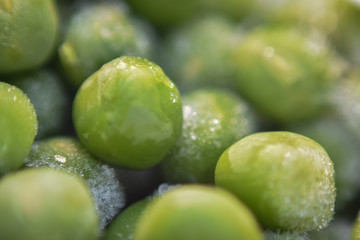 closeup of fresh green peas on the market