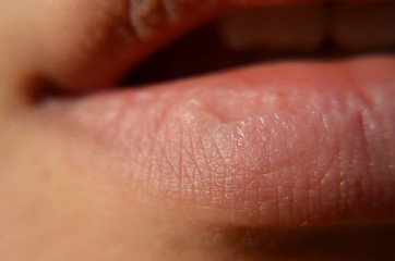 Close up to natural lips