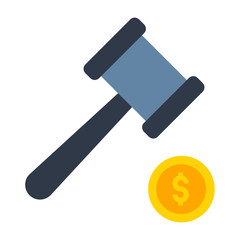 Legal concept of bankcruptcy law concept vector falt icon design, Bank loan defaulter and financial crisis symbol on white background 