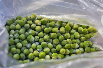closeup of fresh green peas on the market
