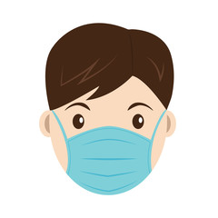Boy wearing surgical protection mask