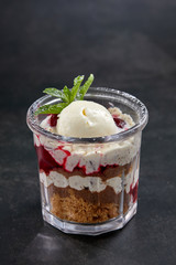 dessert with ice cream and berries