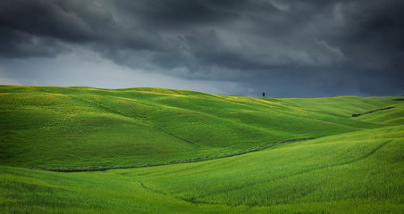 Summer stormy landscape of Tuscany, Italy