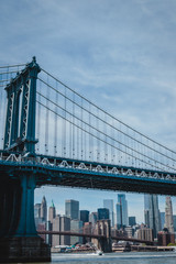 Manhattan Bridge and view on New York downtown