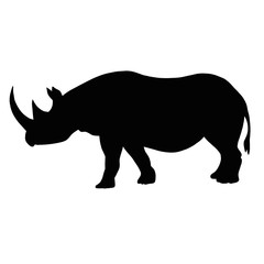 Rhino icon. Black silhouette of a wild animal