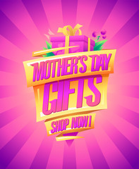 Mother's day gifts, shop now, vector sale poster