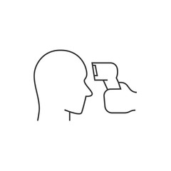 Fever check line icon on white background. Editable stroke