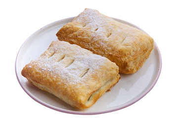 Delicious crispy bun with a plate on plate