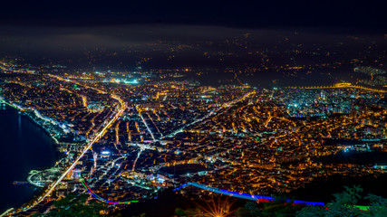 Night view of Ordu province from Boztepe