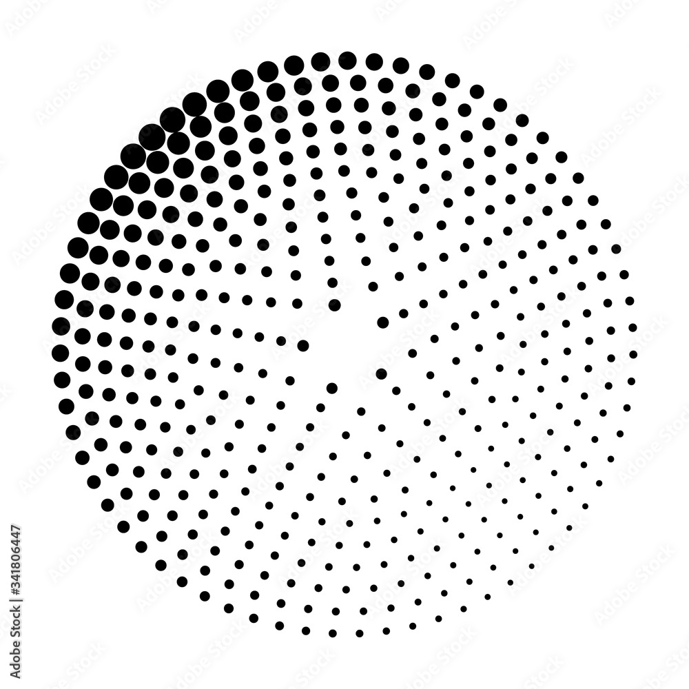 Poster abstract monochrome halftone pattern. round logo or icon. vector dotted frame as design element