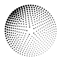 Abstract monochrome halftone pattern. Round logo or icon. Vector dotted frame as design element