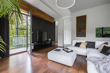 Living room with balcony door