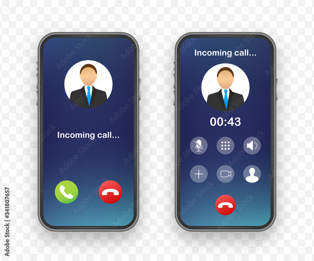 Poster smartphone with incoming call on display. incoming call. vector stock illustration.
