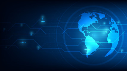 Planet earth global futuristic abstract background, vector illustration