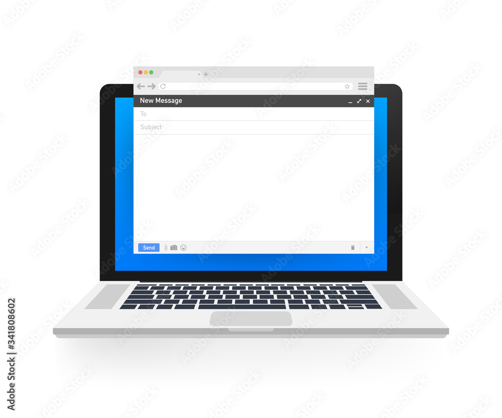 Poster email template. blank e-mail browser window. mail message web page vector frame. vector illustration