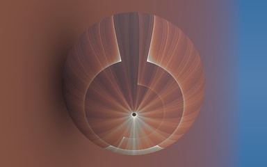 rendu 3D d'une sphère  posée contre un plan se confondant avec le lointain et faisant partie d'une série de variantes