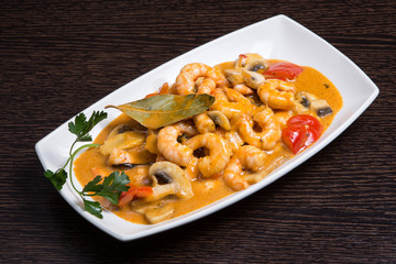 Thai Cuisine shrimp with mushroom