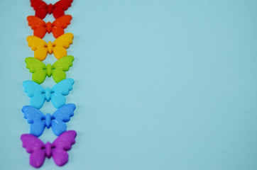 butterfly buttons on a mint leaf with a copy space