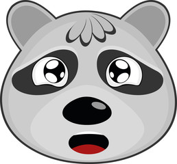 Vector illustration of the face of a raccoon cartoon, with a tearful expression