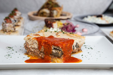 Greek traditional mousaka.