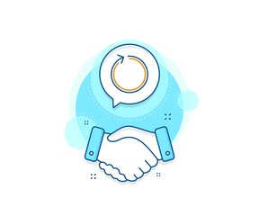 Refresh Arrowhead symbol. Handshake deal complex icon. Loop arrow line icon. Navigation pointer sign. Agreement shaking hands banner. Loop sign. Vector