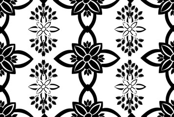 Flower damask ornate seamless pattern. Vector surface design for fabric, apparel textile, book, interior, wallpaper background