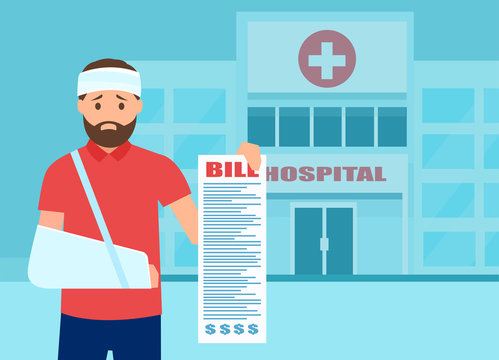 Vector Of A Patient Shocked By Large Excessive Medical Bill