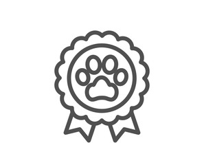 Dog competition line icon. Pets award sign. Champion winner medal symbol. Quality design element. Editable stroke. Linear style dog competition icon. Vector