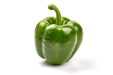 Green Bell pepper, bulgarian pepper, isolated on white background