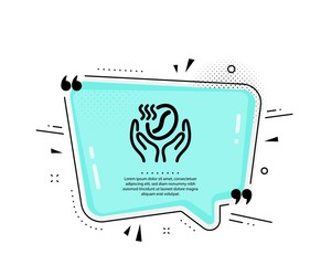Coffee icon. Quote speech bubble. Hold roasted bean sign. Love caffeine symbol. Quotation marks. Classic coffee icon. Vector