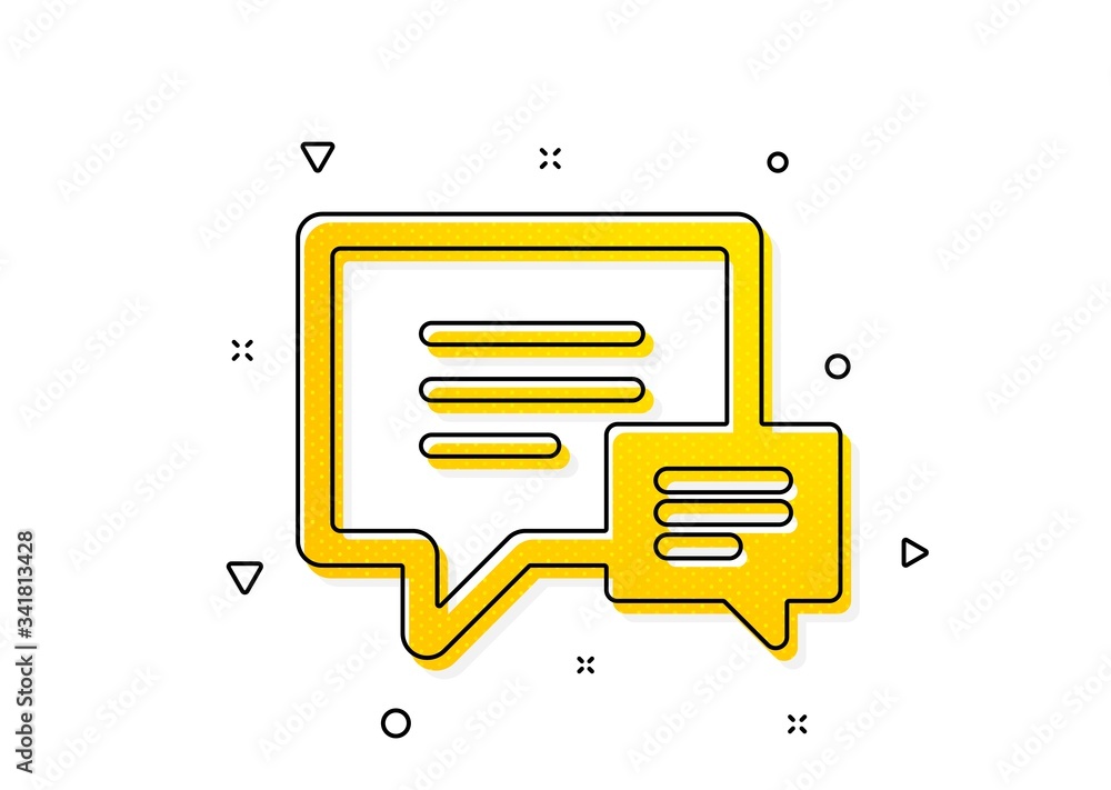 Poster speech bubble sign. chat icon. communication or comment symbol. yellow circles pattern. classic comm