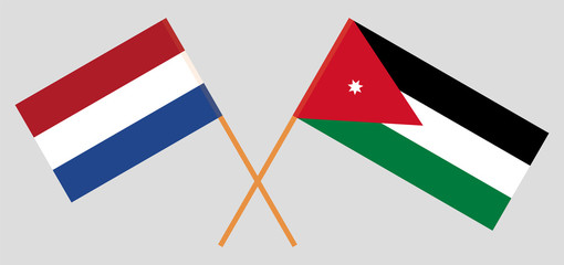 Crossed flags of Jordan and the Netherlands