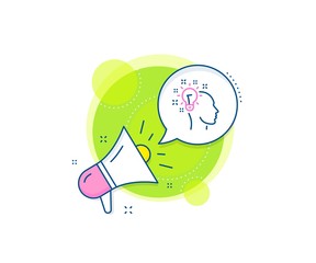 Human head with light bulb sign. Megaphone promotion complex icon. Idea line icon. Inspiration symbol. Business marketing banner. Idea sign. Vector