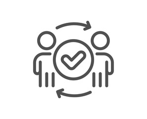 Approved teamwork line icon. Accepted team sign. Human resources symbol. Quality design element. Editable stroke. Linear style approved teamwork icon. Vector