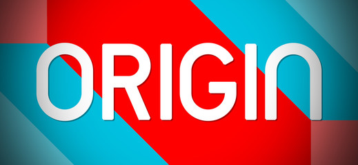 Origin - text written on colourful background