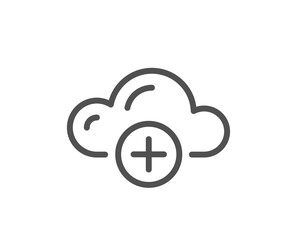 Cloud computing line icon. Internet data storage sign. Add file symbol. Quality design element. Editable stroke. Linear style cloud computing icon. Vector