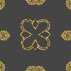 ornament gold glitter wallpaper in the style of Baroque. Seamless vector for fabric, packaging. Ornate Damask