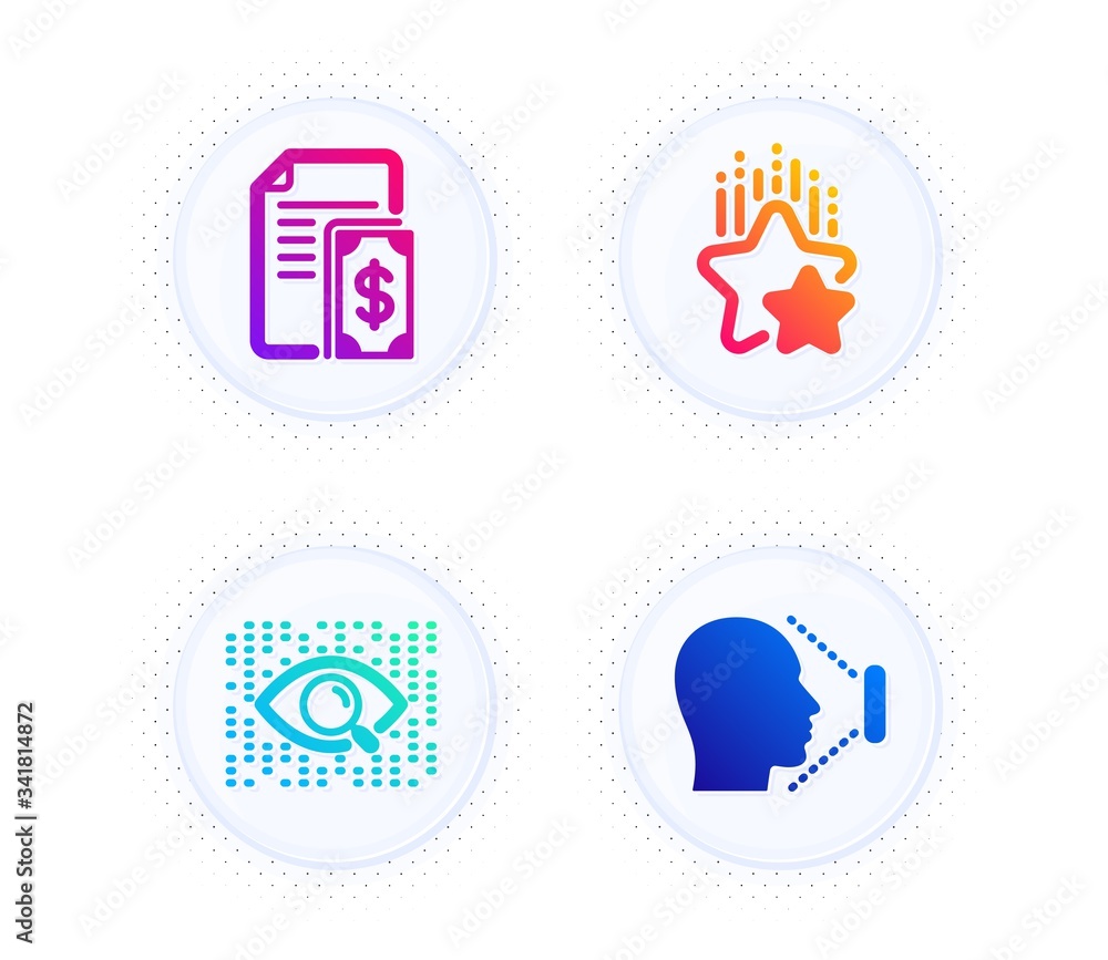 Aufkleber artificial intelligence, payment and ranking stars icons simple set. button with halftone dots. face