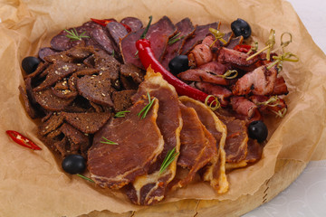 Meat snack plate for beer