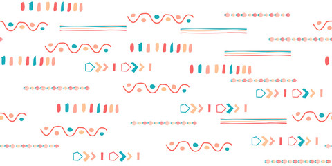 Seamless hand drawn geometric pattern with national striped color background. Ornamental traditional, ethnic. Great for fabric and textile, wallpaper, packaging.