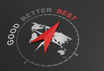 good better best - compass direction shows north - 3D-rendering