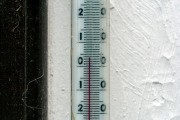 Thermometer for measuring air temperature on white background