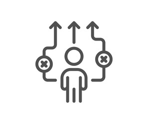 Correct working process line icon. Business way sign. Choose path symbol. Quality design element. Editable stroke. Linear style business way icon. Vector