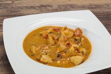 Traditional thai curry chicken soup