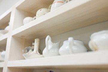 Fototapeta na wymiar kitchen shelf with utensils. place for kitchen utensils
