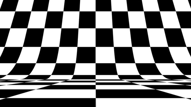Black and white pattern checkers vertical. Future geometric patterns motion background