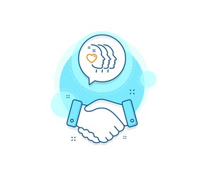 Friendship sign. Handshake deal complex icon. Friends couple line icon. Assistance business symbol. Agreement shaking hands banner. Friends couple sign. Vector