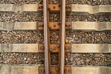 railroad tracks on concrete sleepers