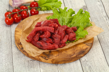 Raw beef meat sliced for cooking